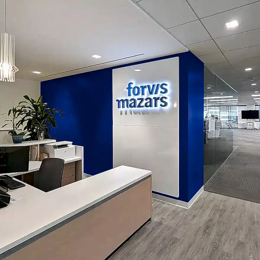 Forvis Mazars Illuminated Lobby Sign